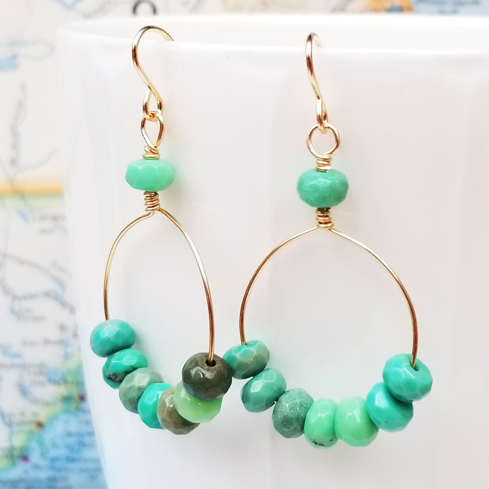 Green Grass and Gold Earrings