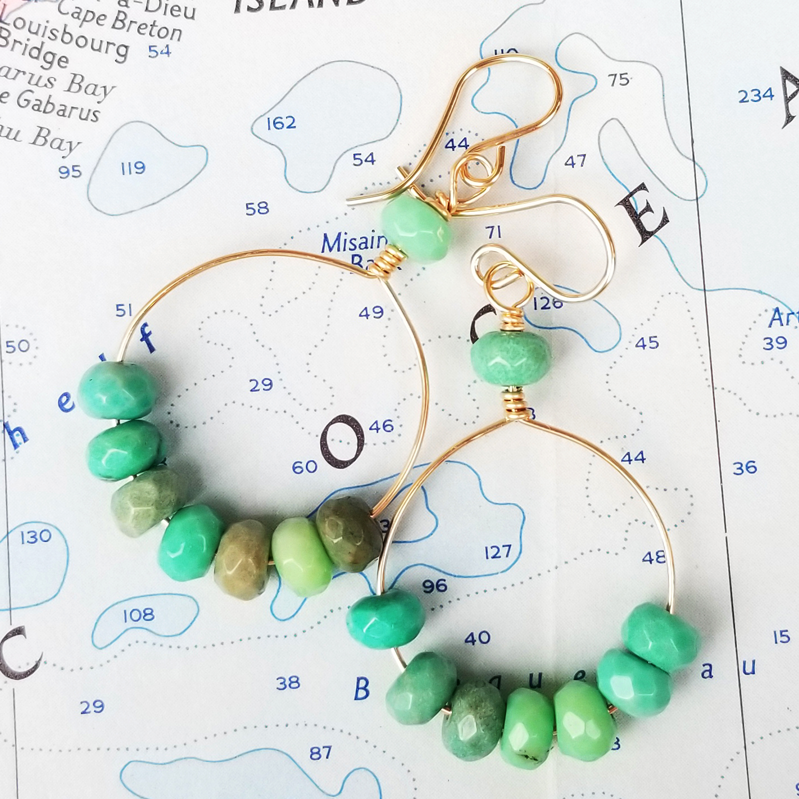 Green Grass and Gold Earrings