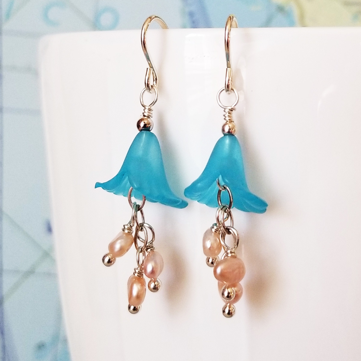 Blue Bells Sterling and Pearl Earrings