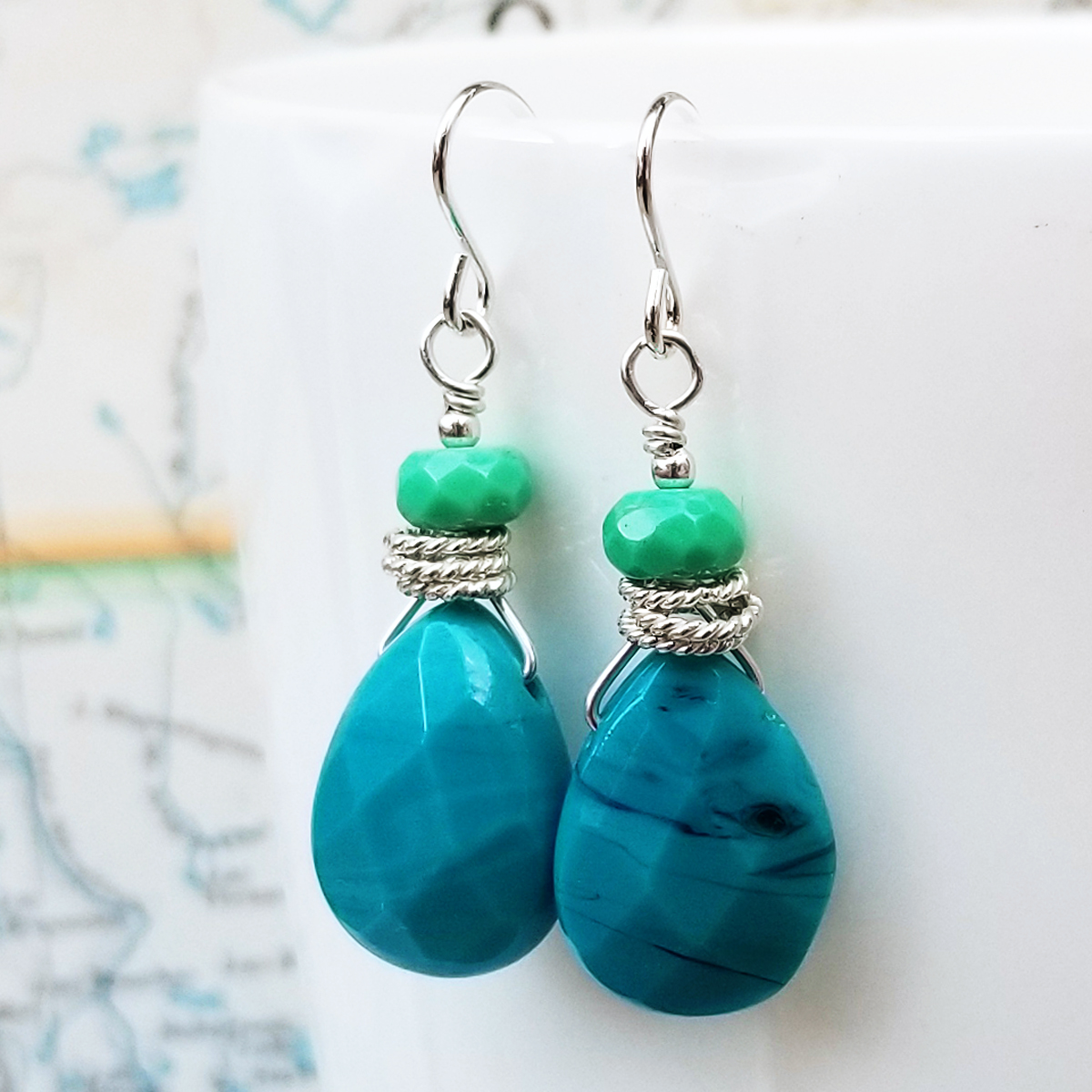 To the Sea Gemstone and Sterling Earrings