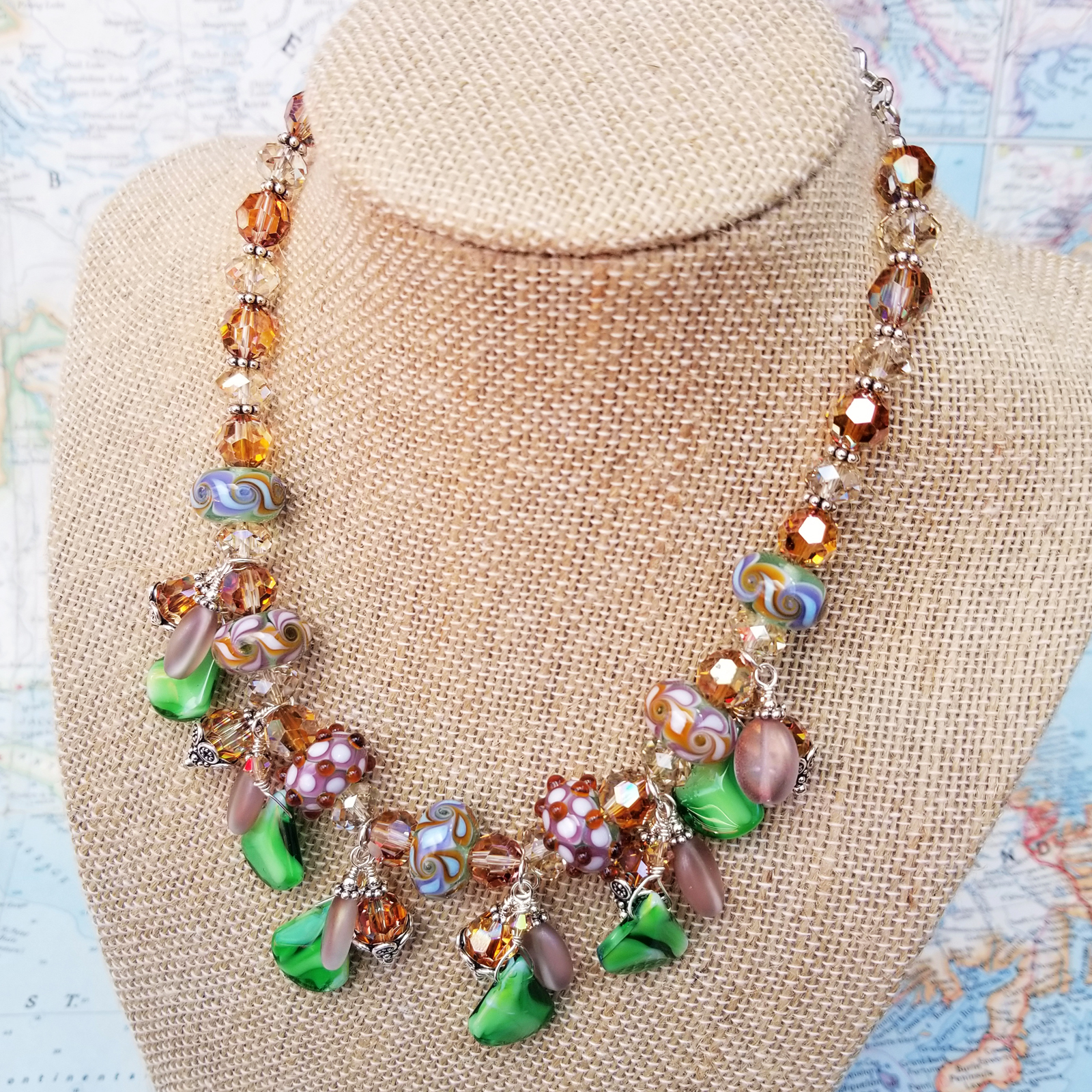 Juliet Lampwork and Crystal Statement Necklace