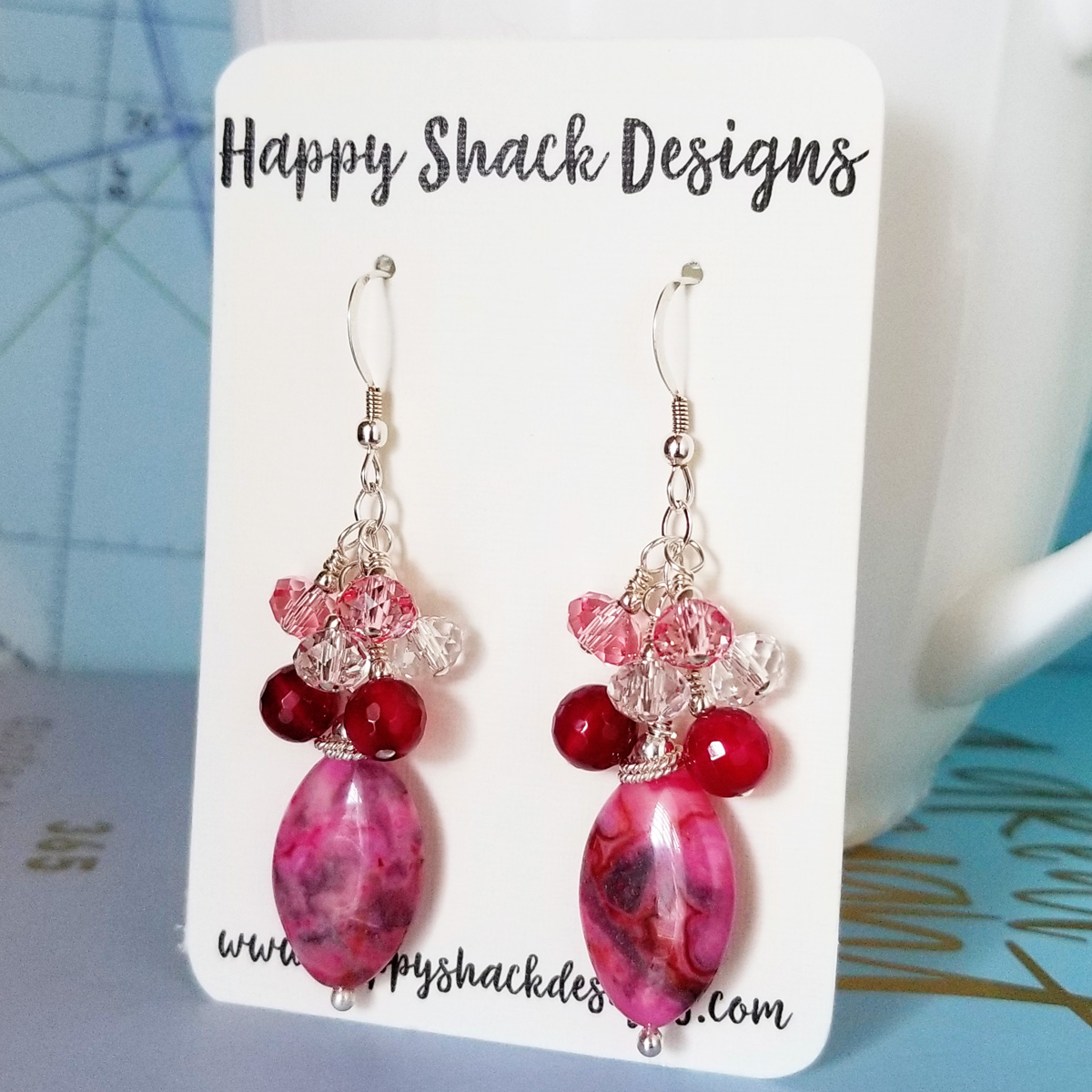 Pink Ladies Gemstone and Crystal Earrings