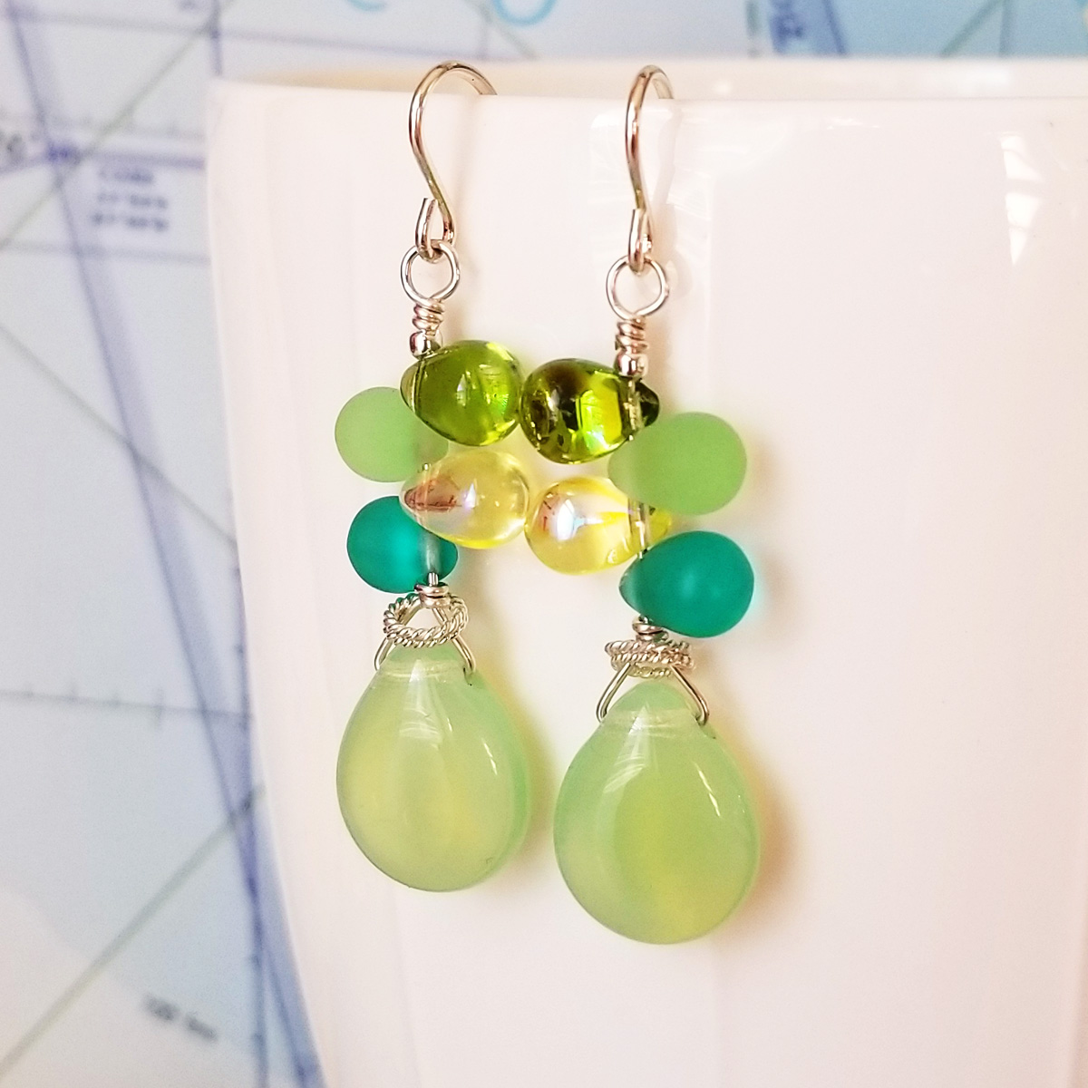 Sea Gems Glass and Sterling Earrings