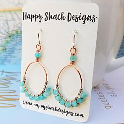 Blue Amazonite, Copper and Sterling Earrings