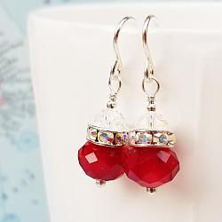 Decked in Red Crystal and Sterling Earrings