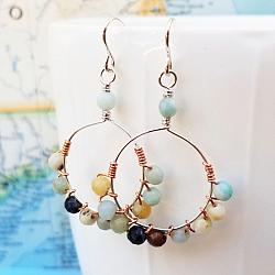 Amazonite, Sterling and Copper Earrings