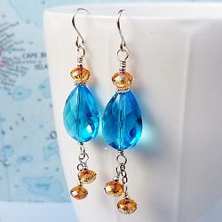 Aqua, Copper and Sterling Earrings