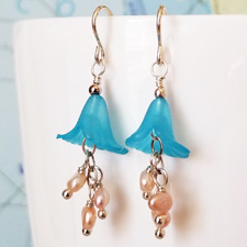 Blue Bells Sterling and Pearl Earrings