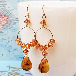 Golden Drops Gold, Crystal and Gemstone Earrings