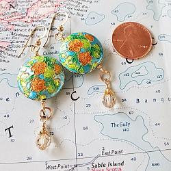 Green and Gold Cloisonne Earrings