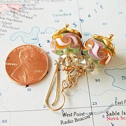 Jessica Lampwork, Crystal and Gold Earrings