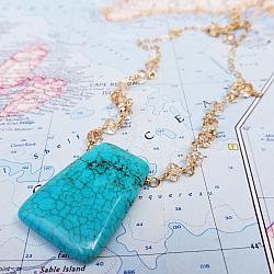 Mermaid Jewel Turquoise, Crystal and Gold Necklace