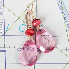 Susie Pink Crystal and Sterling Earrings